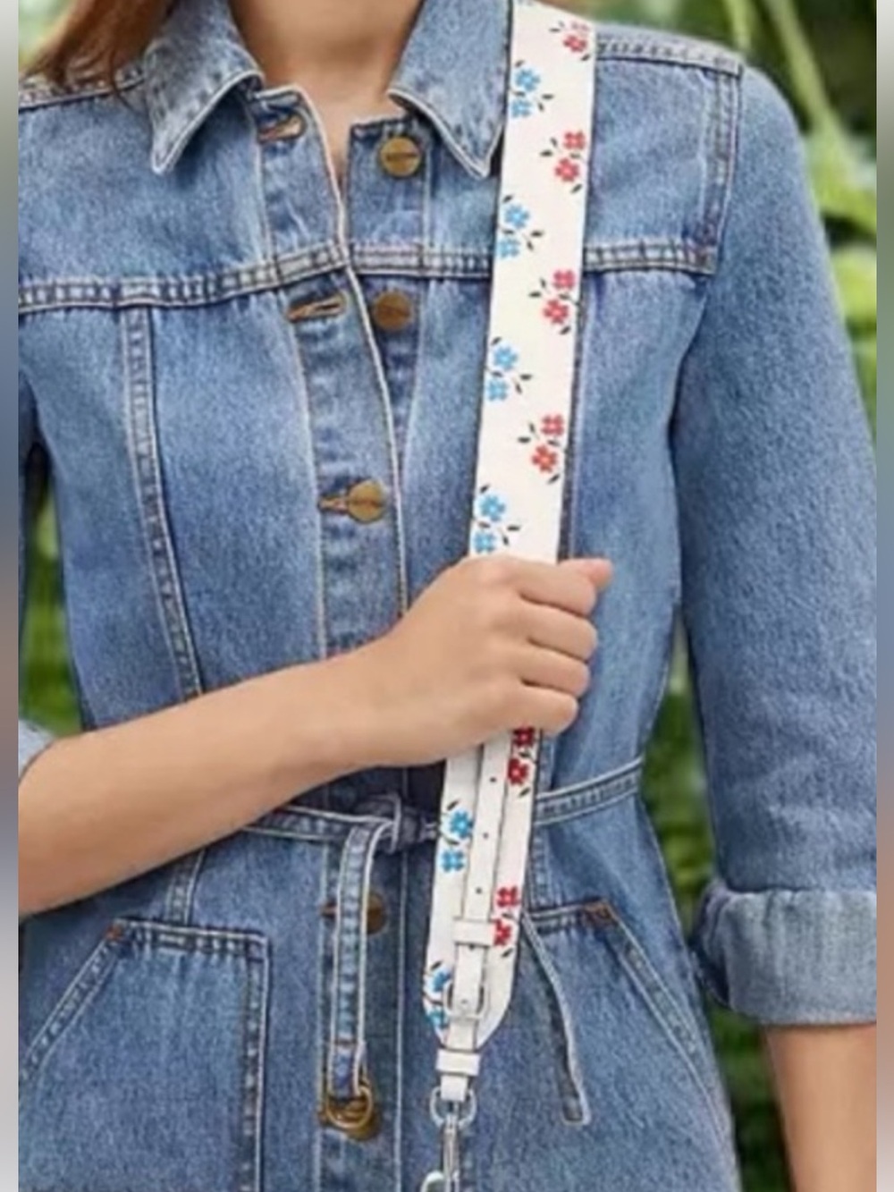 Coach leather purse bag strap floral print NWT